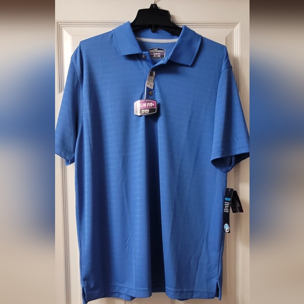 Mens GRAND SLAM UPF15 Moisture WICKING SLIM FIT Polo BLUE size XL NEW